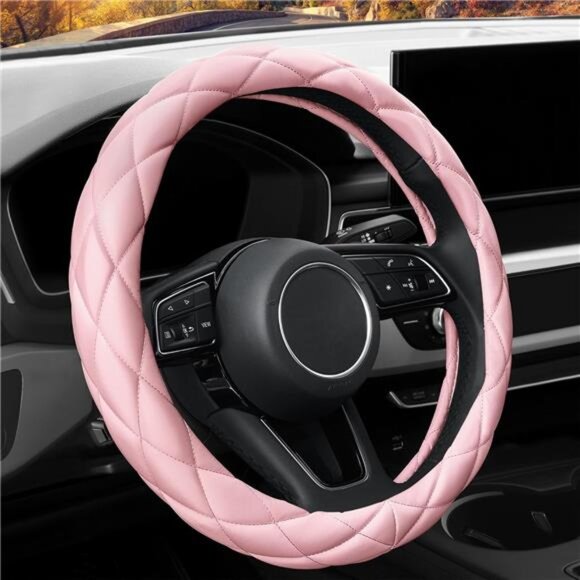 Soft Microfiber Leather Steering Wheel Cover, Universal 15 Inch for Women - Picture 3 of 8
